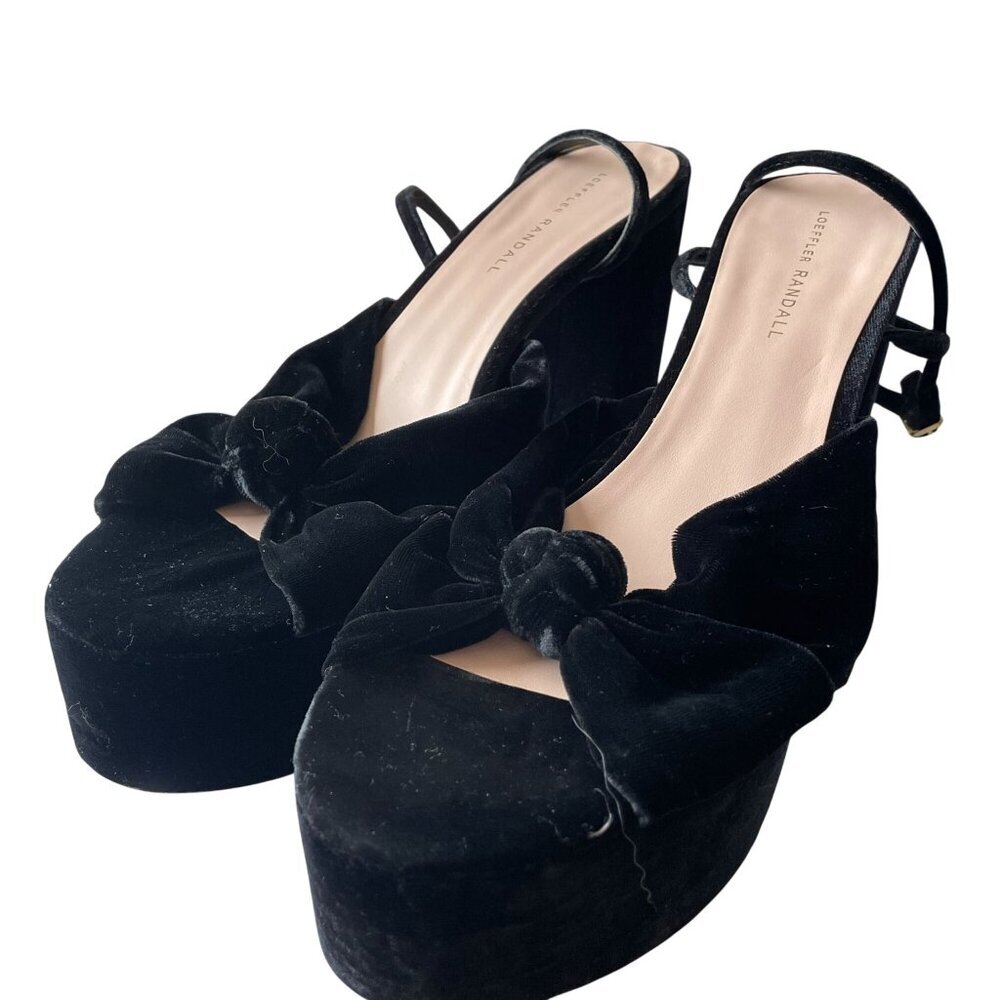 Loeffler Randall Roz Knot Platform Sandals Black Velvet 10.5 - Picture 4 of 10